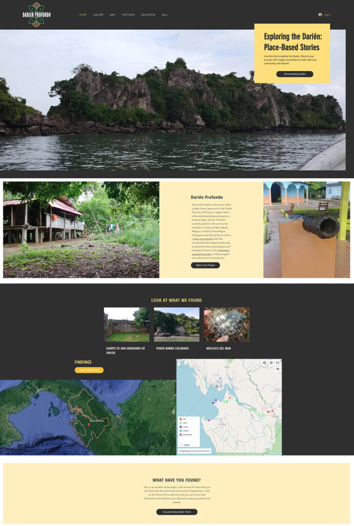 Home page for the Darien Profundo project for sharing and collecting information